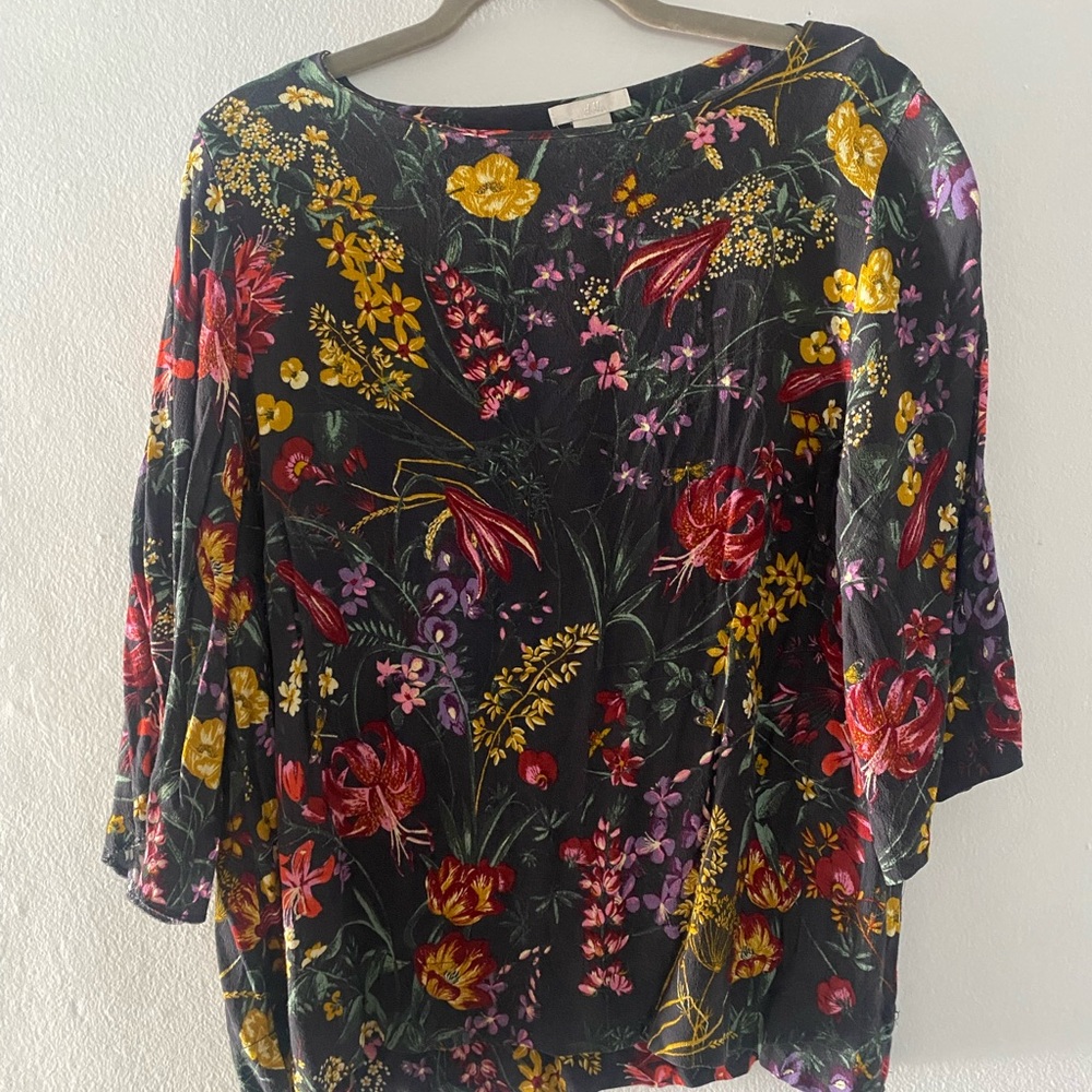 H&M Yellow and Red Relaxed Blouse